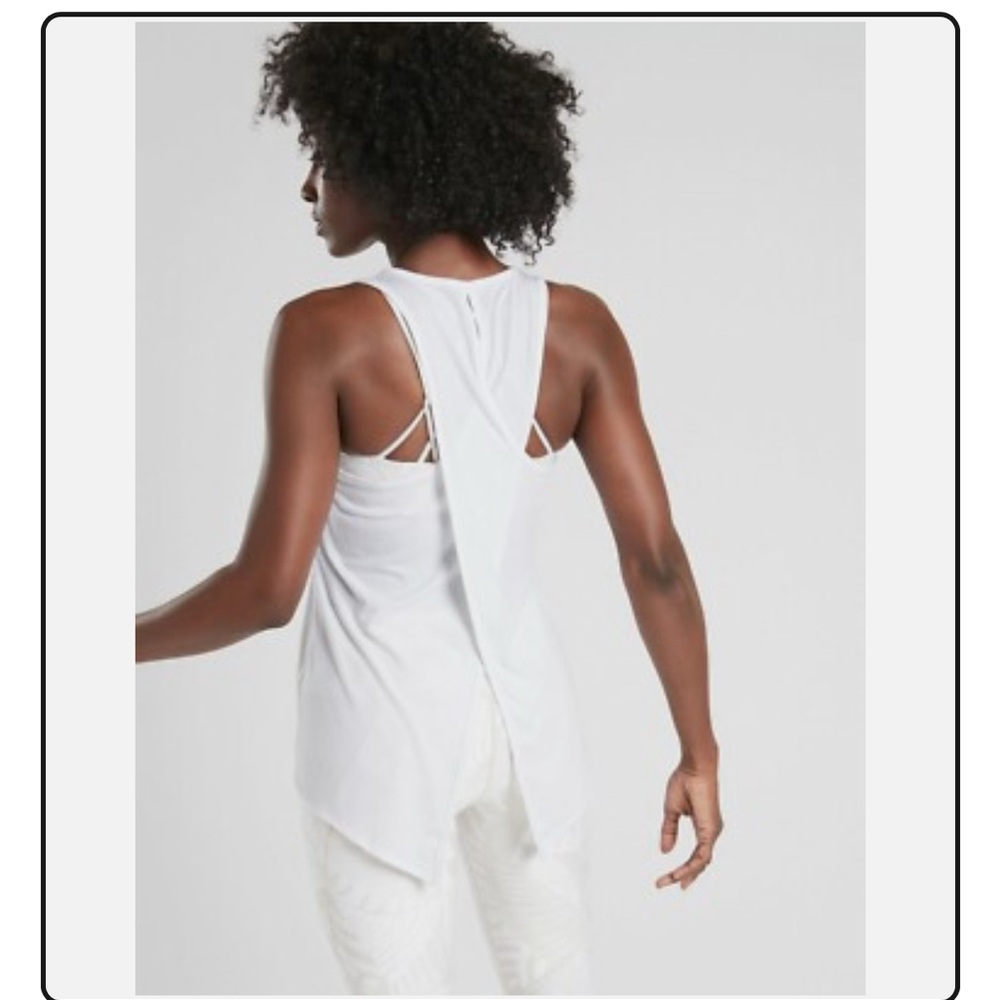 Athleta White Tank Top with Unique Back Design